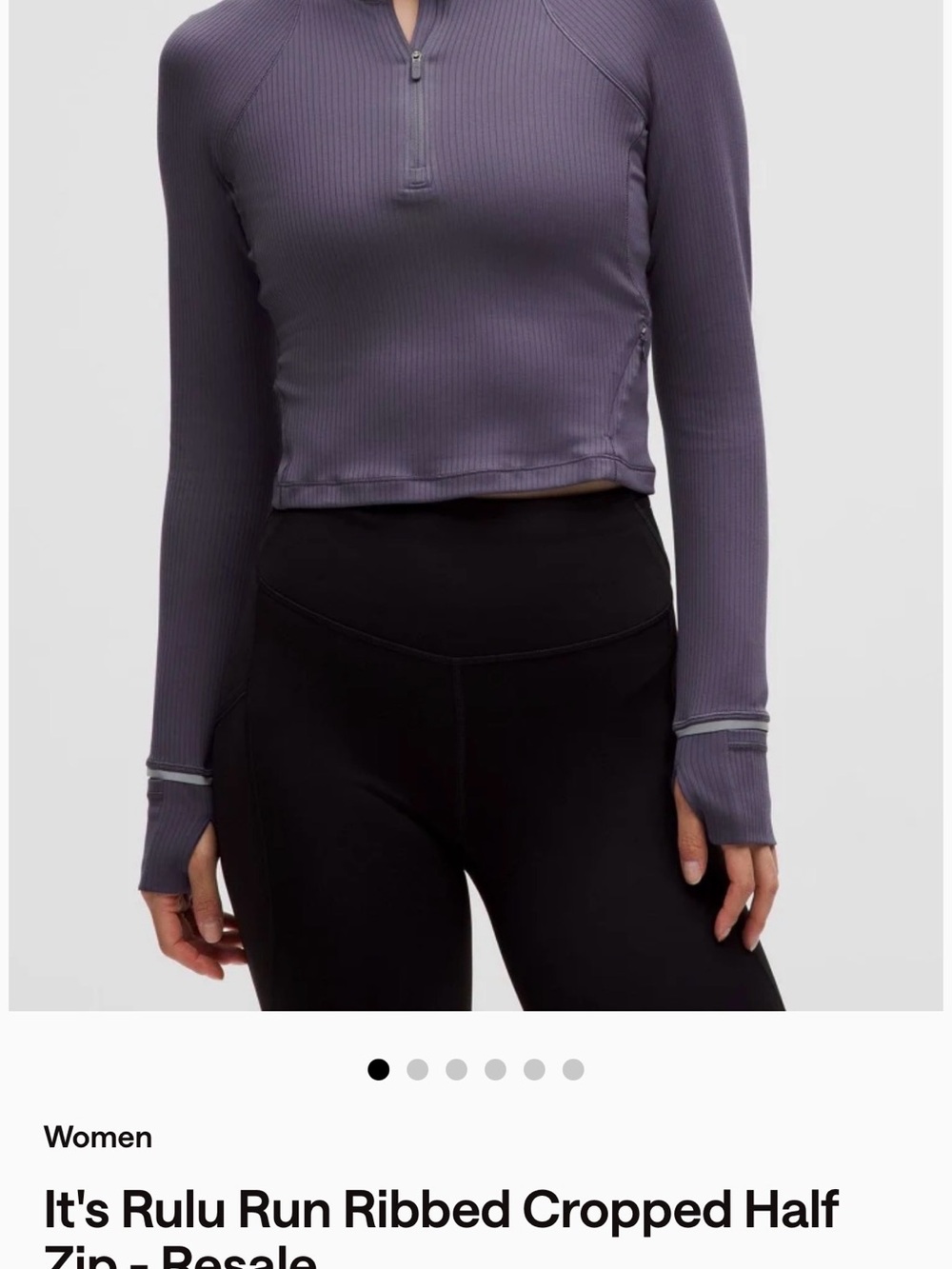lululemon It’s Rulu Run Ribbed Cropped Half Zip 💜 - Picture 3 of 6